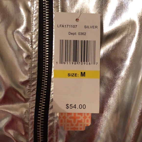 GB Silver Zipper Disco Jacket Medium NWT 🪩 🧥 - Picture 4 of 12